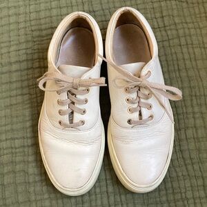 Nisolo Everyday leather sneakers, cream color, Vibram soles